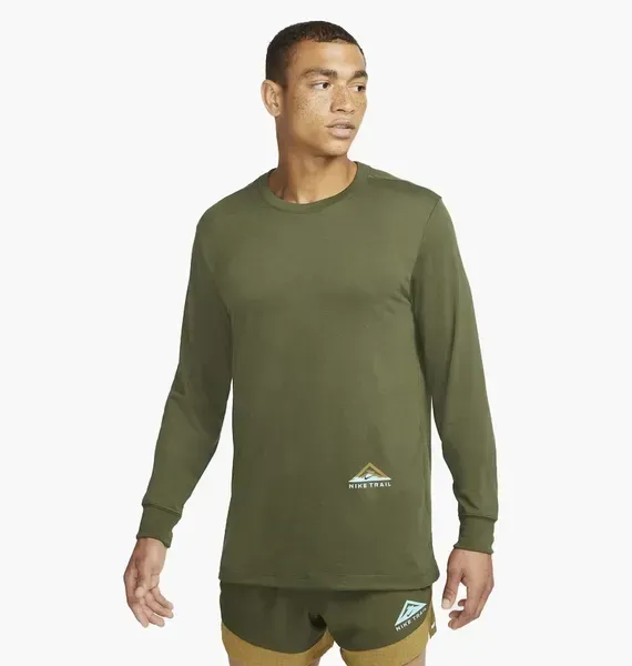 Чоловічий лонгслів Nike Long-Sleeve Trail Running Olive | DD4479-326 фото